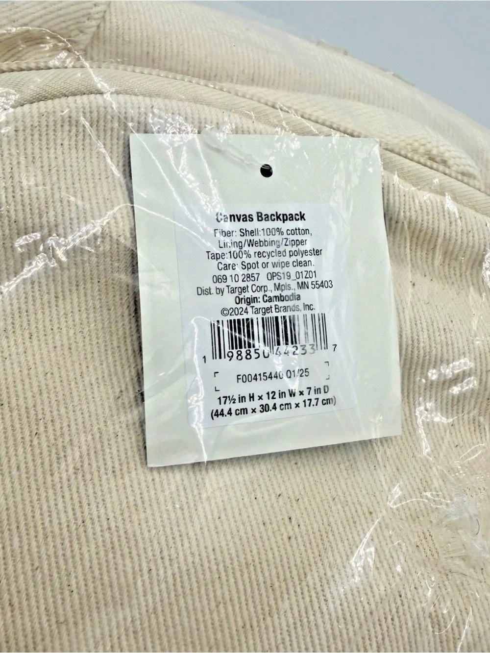 Canvas Backpack — Neutral Cream Tote Style